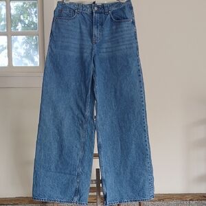 H&M Divided High Waisted Baggy Wide Leg Denim Jeans 27" Waist